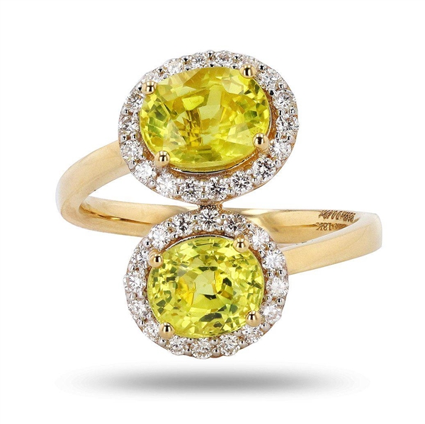  APP: $7,880 3.99ctw Yellow Sapphire and 0.40ctw Diamond 18K Yellow Gold Ring (Vault_R45) 