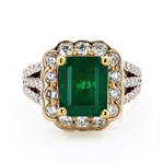  APP: $20,336 2.81ct Emerald and 1.02ctw Diamond 18K Yellow and White Gold Ring (GIA CERTIFIED) (Vault_R45) 