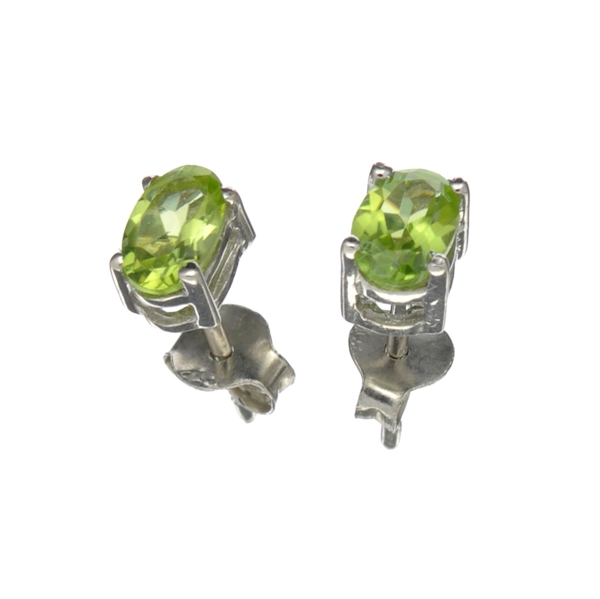 0.96CT Oval Cut Peridot Solitaire Sterling Silver Earrings