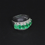 Emerald 925 Sterling Silver Size 7 Ring 