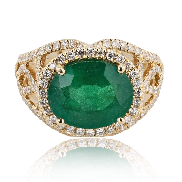  APP: $14,584 4.65ct Emerald and 0.93ctw Diamond 14K Yellow Gold Ring (Vault_R45) 