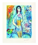 MARC CHAGALL Circus Fan Dancer Mini Print 10in x 12in, with Certificate LXVIII of CCLXXV