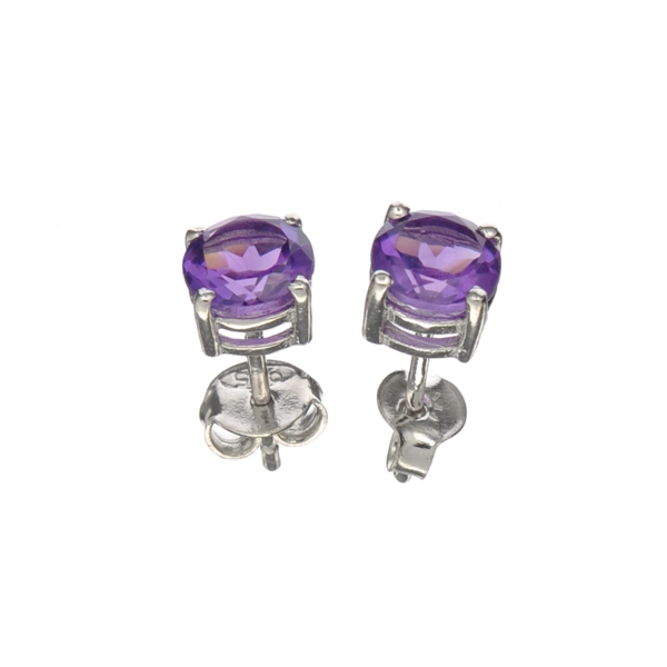 1.53CT Round Cut 925 Sterling Silver Amethyst Solitaire Earrings