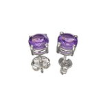 1.53CT Round Cut 925 Sterling Silver Amethyst Solitaire Earrings