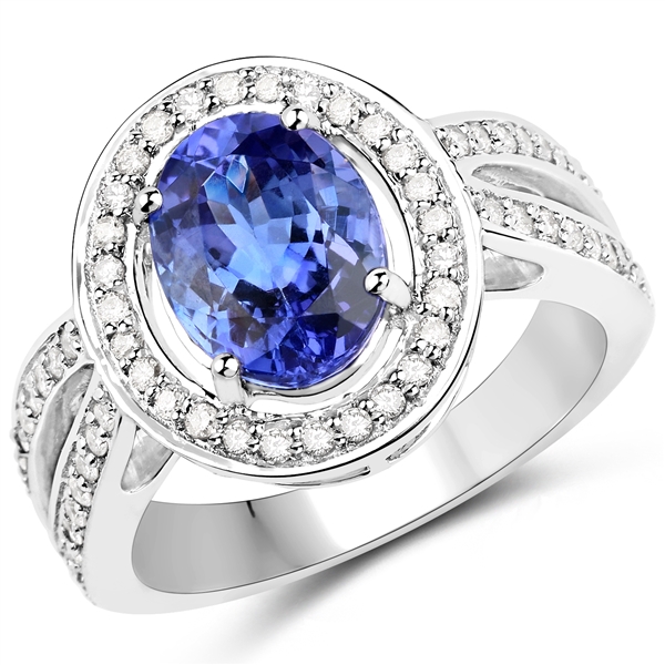 14KT. White Gold 2.77 Tanzanite and Diamond Ring -PNR-