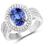 14KT. White Gold 2.77 Tanzanite and Diamond Ring -PNR-