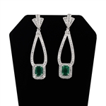  APP: $25,607 2.23ctw Emerald and 1.45ctw Diamond Platinum Dangle Earrings (Vault_R45) 