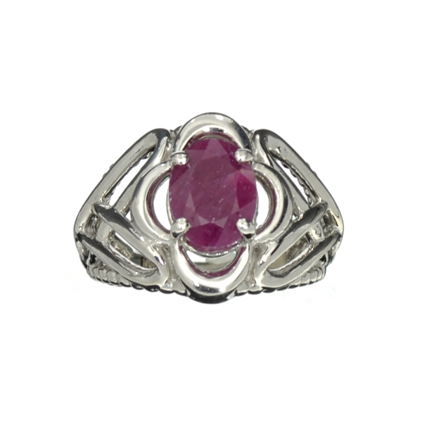 Designer Sebastian, 2.44CT Oval Cut Ruby And Sterling Silver Ring