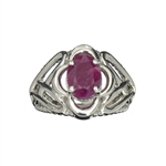 Designer Sebastian, 2.44CT Oval Cut Ruby And Sterling Silver Ring