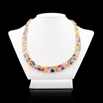 App: $54,410 81.38ctw MultiColor Sapphire and 3.63ctw Diamond 14K Yellow Gold Necklace (Vault_R46) 