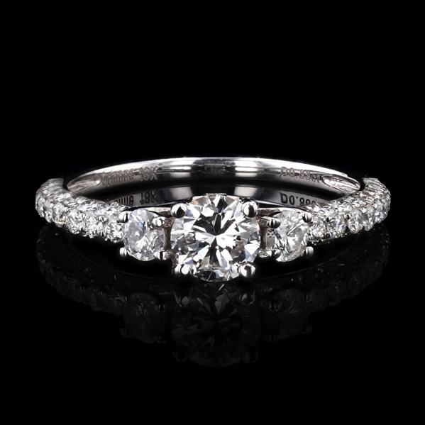 App: $6,285 0.50ct SI2 CLARITY CENTER Diamond 18K White Gold Ring (1.38ctw Diamonds) GIA CERTIFIED (Vault_R46) 