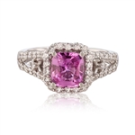 App: $5,765 1.60ct Pink Sapphire and 0.76ctw Diamond Platinum Ring (Vault_R46) 