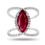 App: $3,325 3.13ct Ruby and 0.66ctw Diamond 18K White Gold Ring (Vault_R46) 