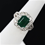 App: $21,326 3.79ct Emerald and 1.34ctw Diamond 14K White Gold Ring (Vault_R46) 