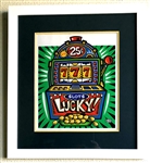 Burton Morris - Slot Machine Green Framed Giclee Original Signature with Certificate (Vault_DNG)