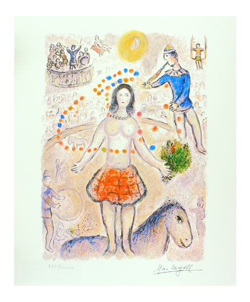 MARC CHAGALL Dancer and Flutist Mini Print 10in x 12in, with Certificate LV of CCLXXV