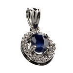 0.75CT Oval Cut Blue Sapphire And Platinum Over Sterling Silver Pendant