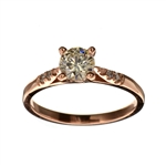 14KT. Rose Gold, 0.57CT Round Cut Diamond Ring 