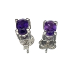 0.85CT Oval Cut Amethyst Solitaire Sterling Silver Earrings