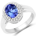 14KT. White Gold 2.08 Tanzanite and Diamond Ring -PNR-