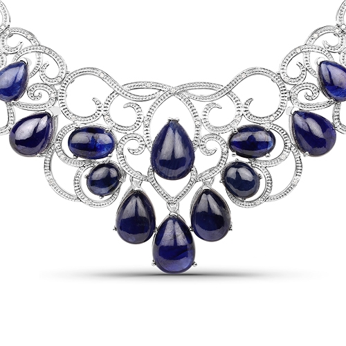 222.88CT Pear Cut Sapphire Silver Necklace Intricate Quality! -PNR-