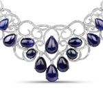 222.88CT Pear Cut Sapphire Silver Necklace Intricate Quality! -PNR-