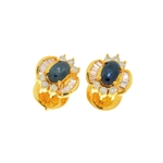 14K Yellow Gold 1.50CT Sapphire and Diamond Earrings -PNR-