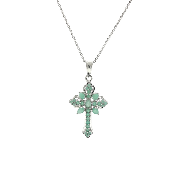 Emerald Sterling Silver Pendant 