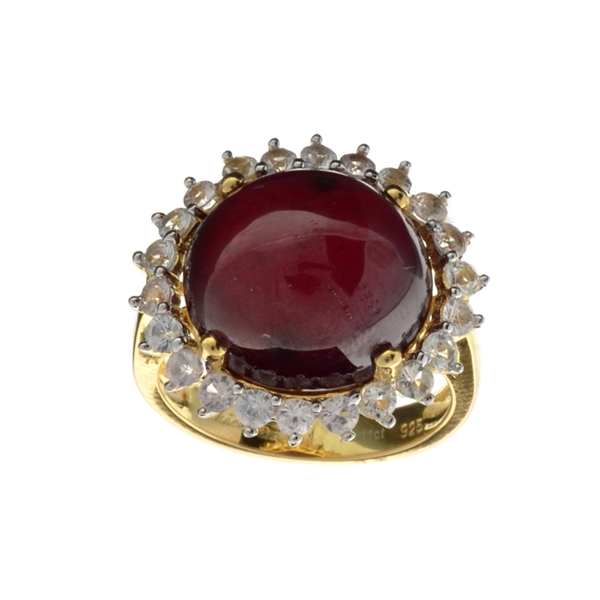 20.11CT Round Cut Ruby And Sapphire White/Yellow Platinum Over Sterling Silver Ring 