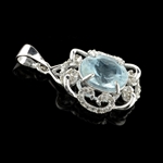 2.34CT Aquamarine Beryl And Colorless Topaz Platinum Over Sterling Silver Pendant