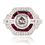 App: $9,400 0.94ct Diamond and 0.85ctw Ruby Platinum Ring (1.53ctw Diamonds) (Vault_R46) 