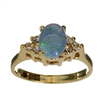 14KT. Gold, 0.76CT Opal Triplet And Sapphire Ring