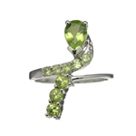 1.60CT Pear And Round Cut Peridot Sterling Silver Ring