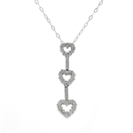 18KT White Gold 0.20CT Diamond Triple Heart Pendant -PNR-