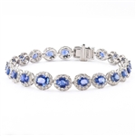 App: $17,537 9.53ctw Blue Sapphire and 3.85ctw Diamond 14K White Gold Bracelet (Vault_R46) 