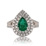 App: $13,927 1.16ct Emerald and 1.05ctw Diamond Platinum Ring (Vault_R46) 