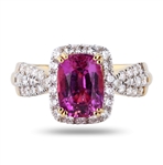 App: $12,390 2.71ct Purplish-Pink Sapphire and 0.66ctw Diamond 18K Yellow Gold Ring (GIA CERTIFIED) (Vault_R46) 