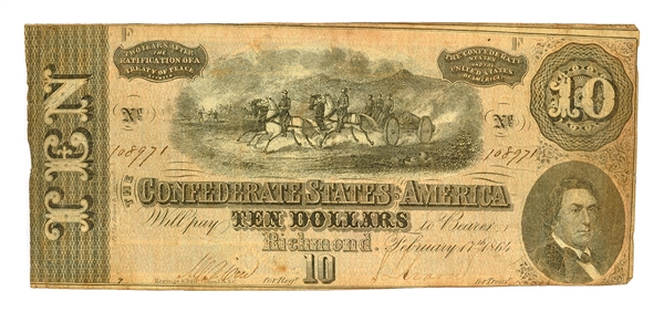 1864 $10 Confederate Richmond Note