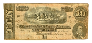 1864 $10 Confederate Richmond Note