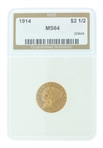 1914 $2.50 U.S. Indian Head NGC MS64 Gold Coin