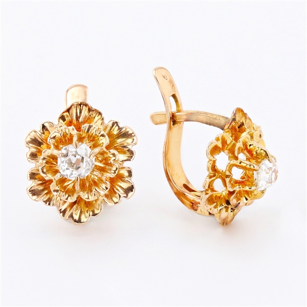 14K Yellow Gold 0.35CT Diamond Earrings -PNR-