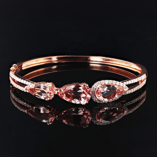 App: $17,900 9.99ctw Morganite and 1.32ctw Diamond 14K Rose Gold Bangle (Vault_R46) 