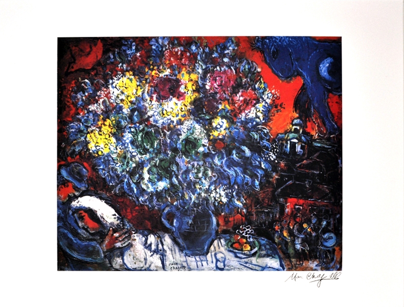 MARC CHAGALL Bouquet de Fleurs et Amants Print, 24" x 31"