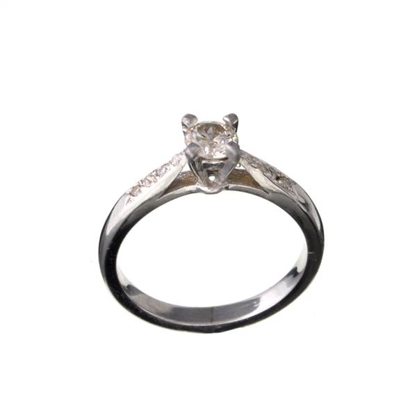 14KT. White Gold, 0.40CT Round Cut Diamond Ring