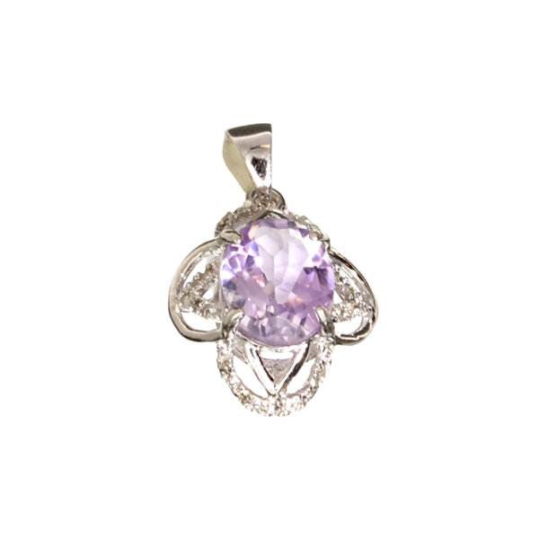 2.50CT Purple Amethyst And White Sapphire Sterling Silver Pendant