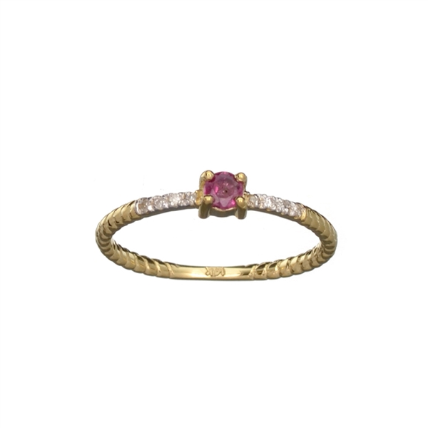 14KT. Gold, 0.23CT Red Ruby And Diamond Ring