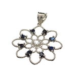 1.81CT Sapphire and White Topaz Sterling Silver Pendant