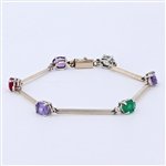 14K White Gold 5.56CT Multi-Gemstone Bracelet -PNR-