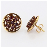 14K Yellow Gold Almandite Earrings -PNR-