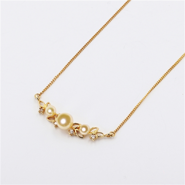 18K Yellow Gold 3.5mm-5.5mm Cultured Pearl and Diamond Pendant -PNR-